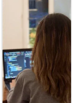 Fateme working on design